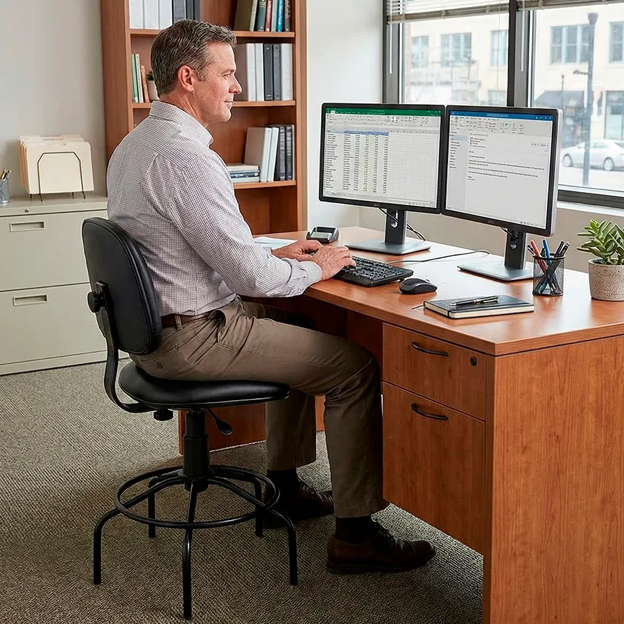 Cadeira Caixa Executiva Ergonômica com Aro Fixo e Regulagem de Altura - Imagem 3