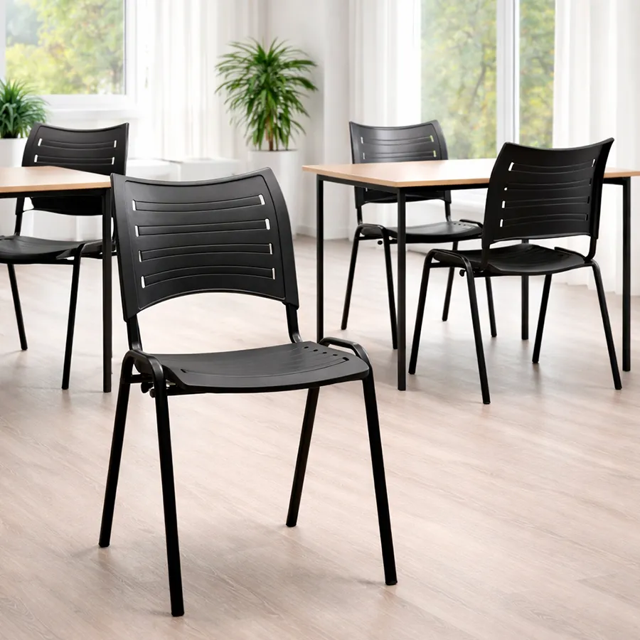 Cadeira Plástica Empilhável com Base Metálica - Imagem 3