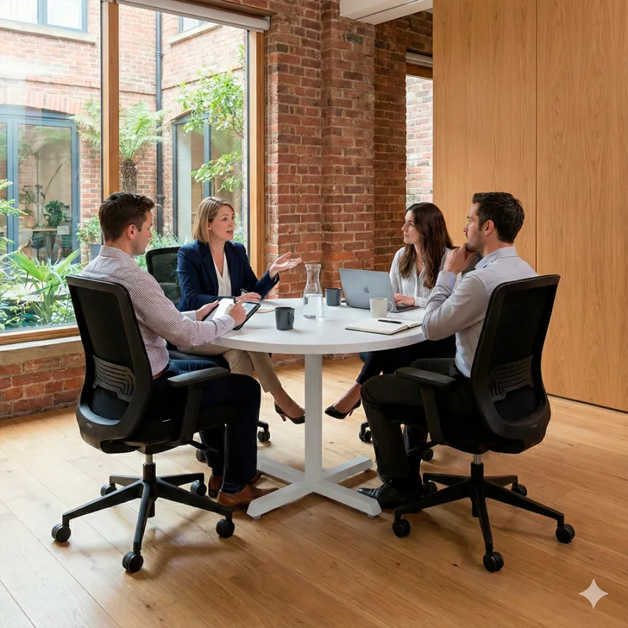 Mesa de Reunião Redonda Minimalist White - Imagem 3