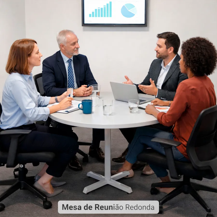 Mesa de Reunião Redonda Minimalist White - Imagem 4