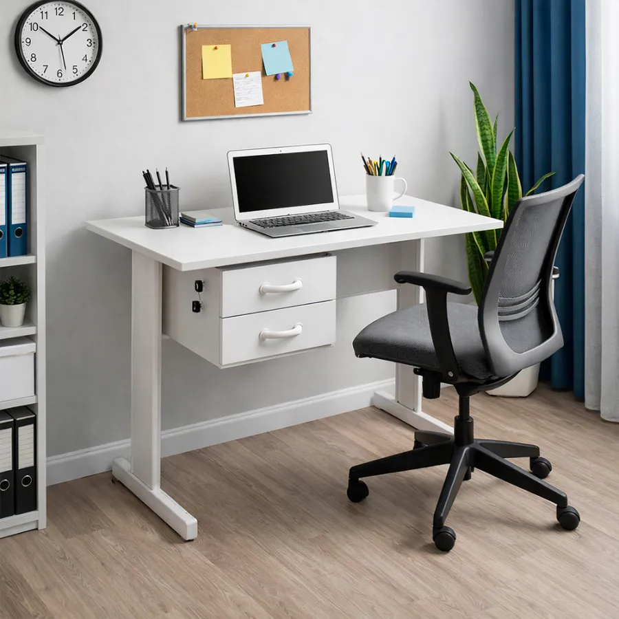 Mesa Retangular Com Gaveteiro e Chave - Imagem 3