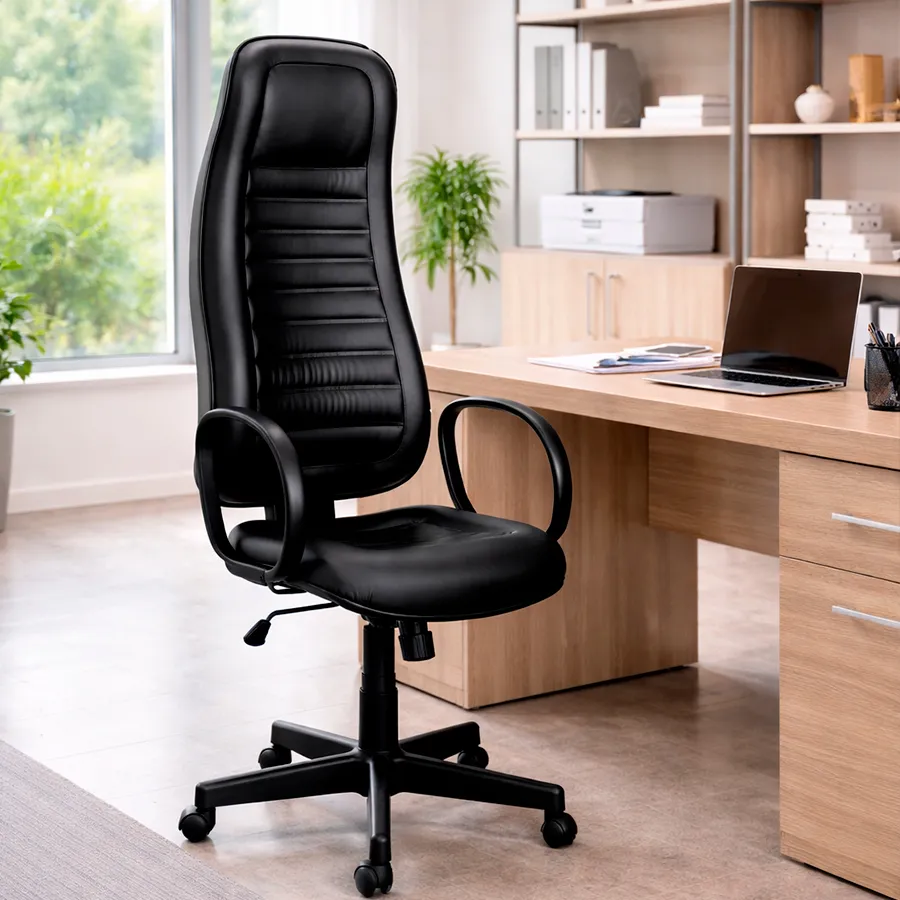 Poltrona presidente alta em couro gomado - Imagem 3