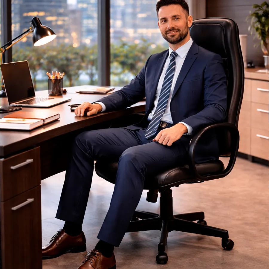 Poltrona presidente alta em couro gomado - Imagem 4