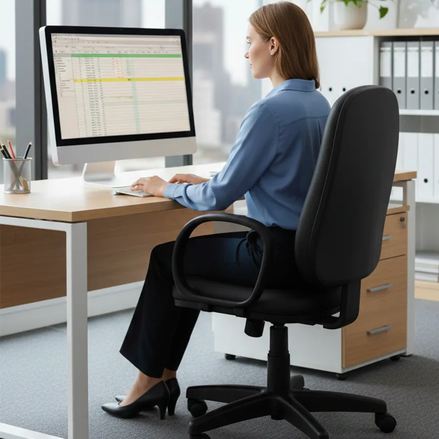 Poltrona presidente em couro com braço - Imagem 2