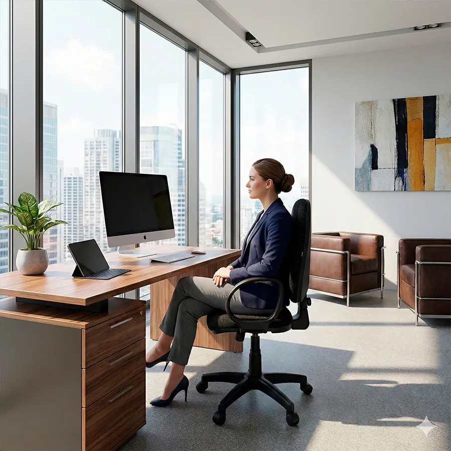 Poltrona presidente em tecido com braço - Imagem 4