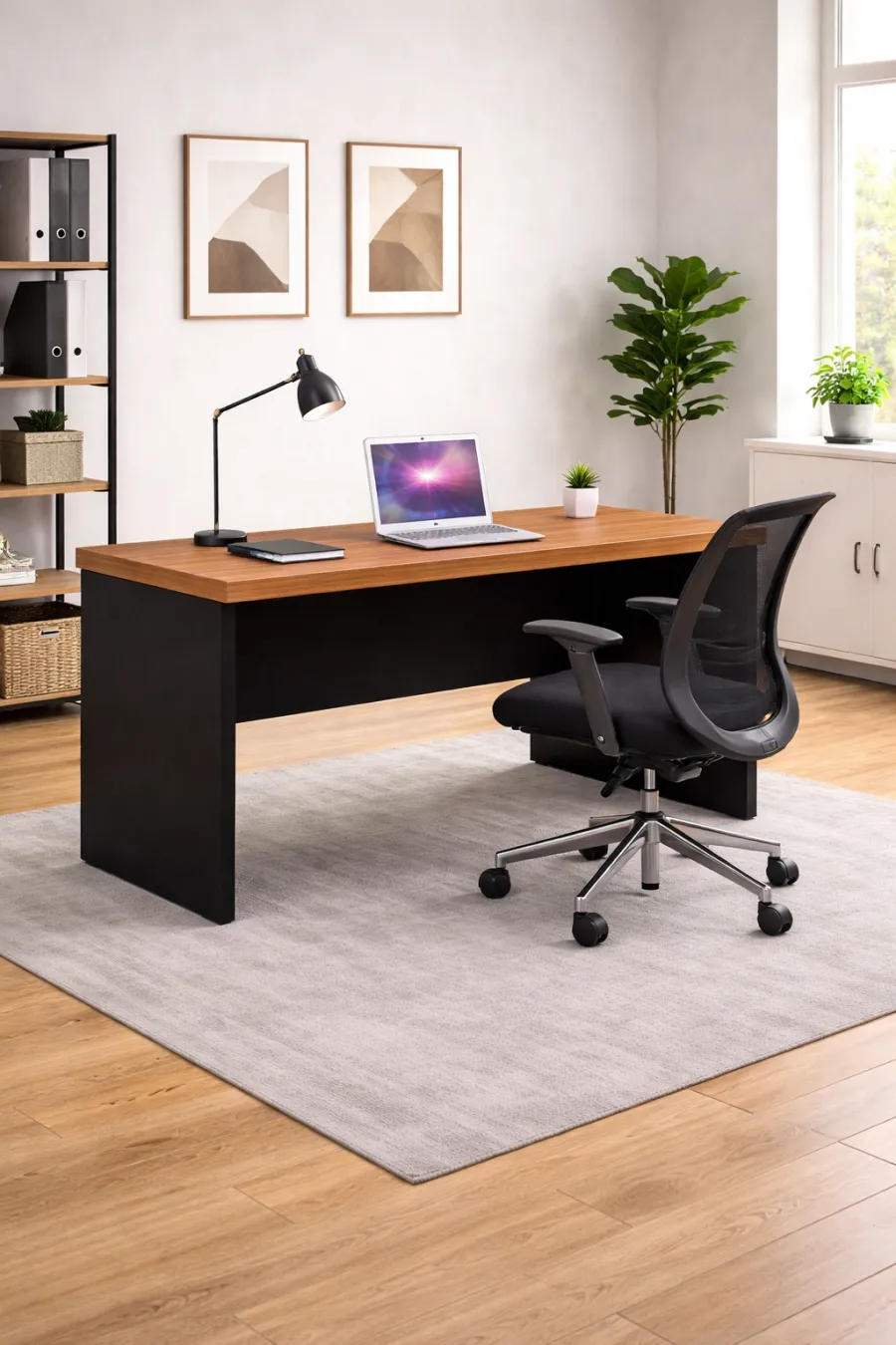 Mesa Reta Pé Painel 150x60x74cm Nogal Servilha - Móveis para Escritório - Imagem 3