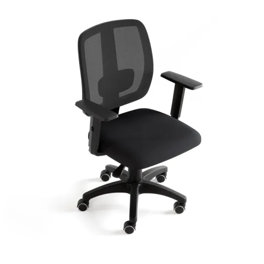 Vista traseira da Cadeira Vox Frisokar mostrando a estrutura do encosto em tela mesh e mecanismo Back System