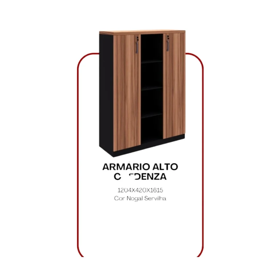 Armário Alto Credenza Nogal Servilha - Móveis para Escritório Salvador